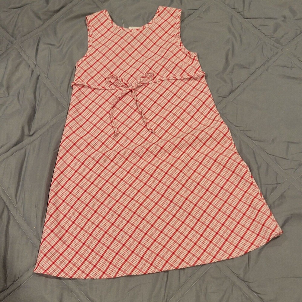 Red & White Plaid Bonnie Jean Girls Jumper Dress 6X 100% Polyester Sleeveless Ti